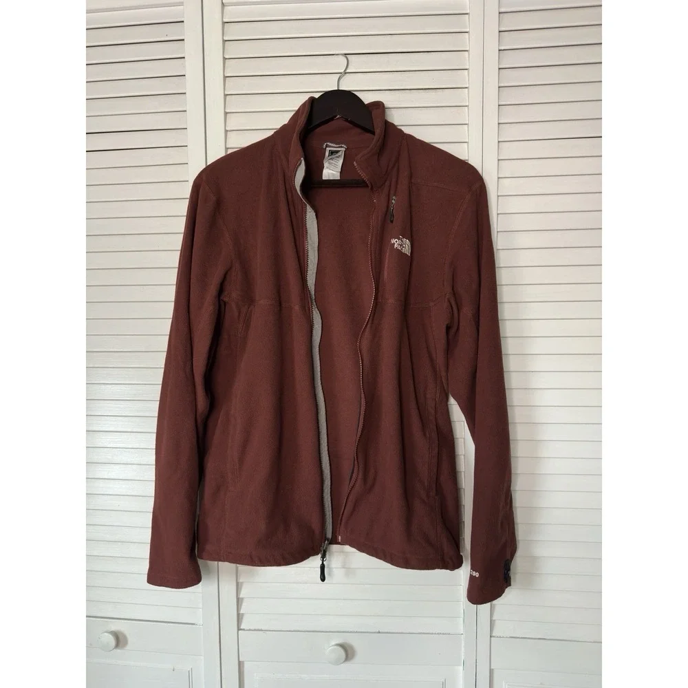 The North Face Men's M TKA 200 Brown Burgundy Full Zip Fleece Jacket